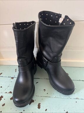 däv Size EU 36 (6-6.5) Weatherproof Calgary Studded Rain Boot Foldover Cuff